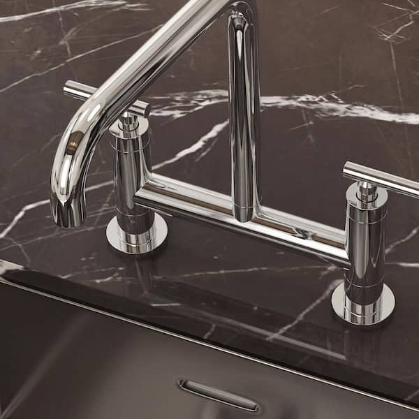 EVERSTEIN 2-Handle Deck Mount Kitchen Faucet 2-Hole Bridge Kitchen