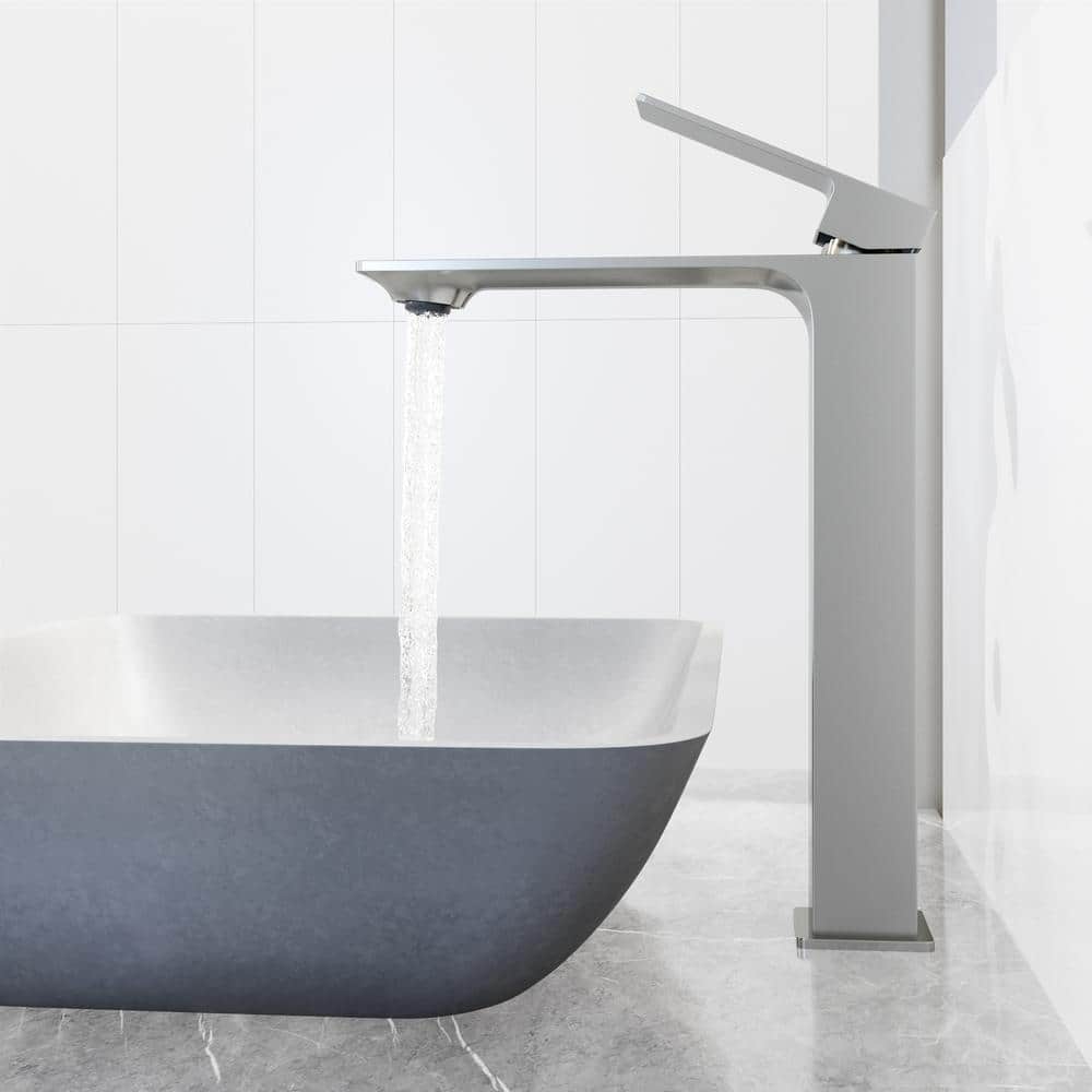 Dunn Brushed Nickel Tall Vessel Bathroom Faucet
