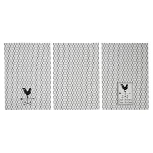 Down Home Soft White Graphic Our Roost Cotton Kitchen Tea Towel Set (Set of 3)
