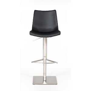 Industrial 43 in. Black Faux Leather Adjustable Bar Stool