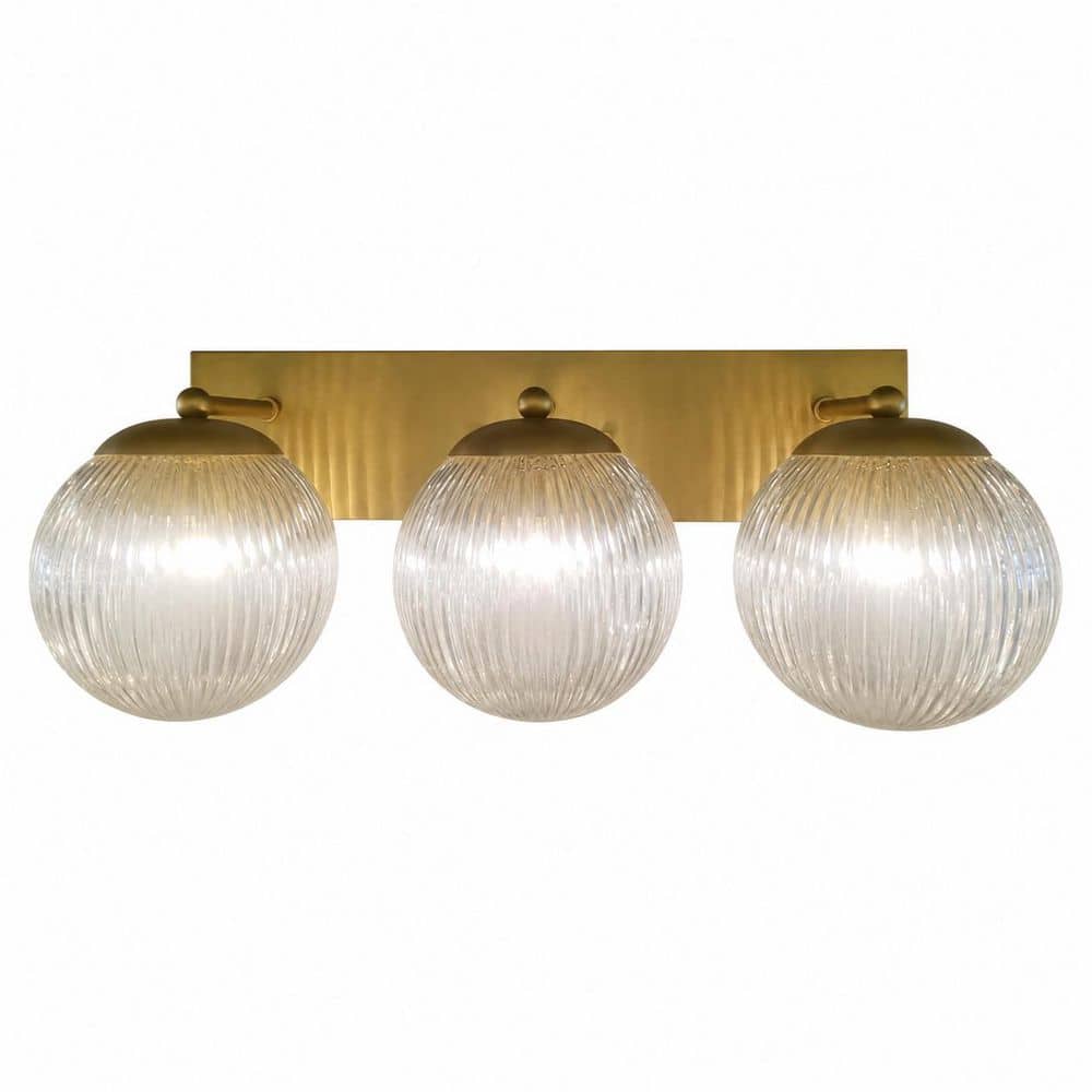 22.1 in. 3-Light Gold Vanity Light with Textured Glass Shades price history on PriceWatchPro