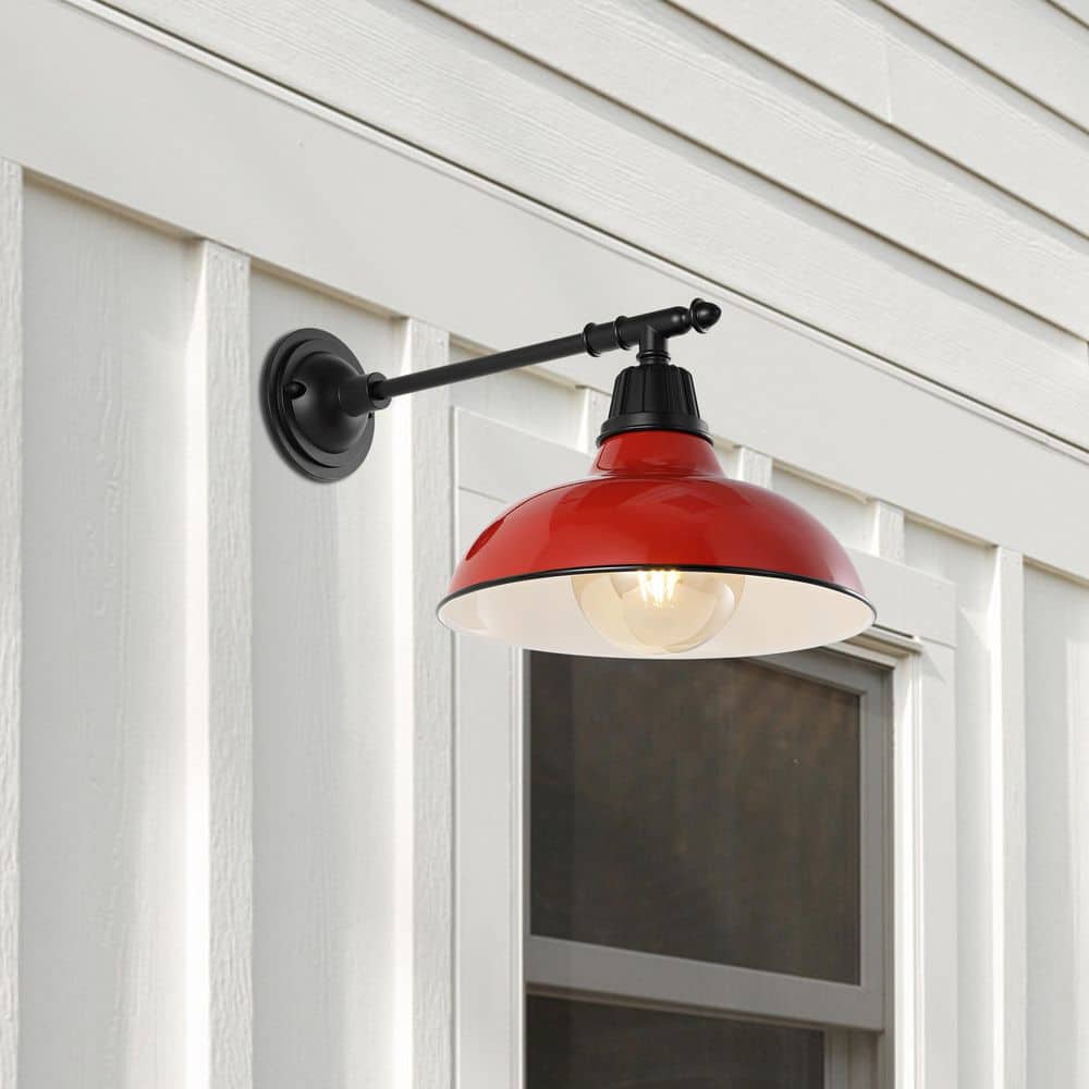 Wallace Red and Black Iron LED Victorian Arm Sconce