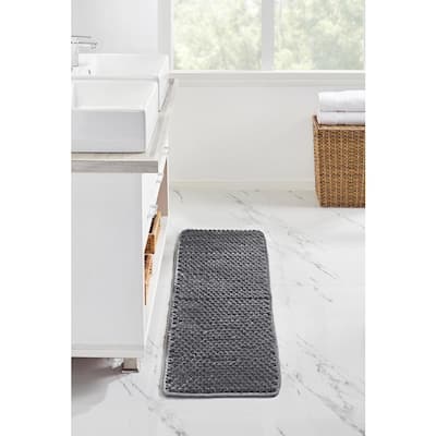 Home Decorators Collection Eloquence Charcoal 20 in. x 34 in. Nylon Machine Washable  Bath Mat 398810 - The Home Depot