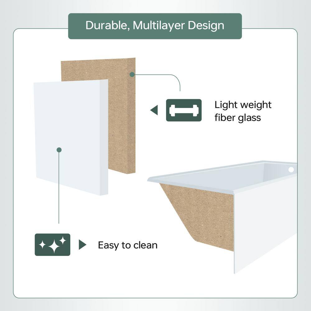 Flint 60'' x 30'' White Acrylic Alcove Soaking Bathtub