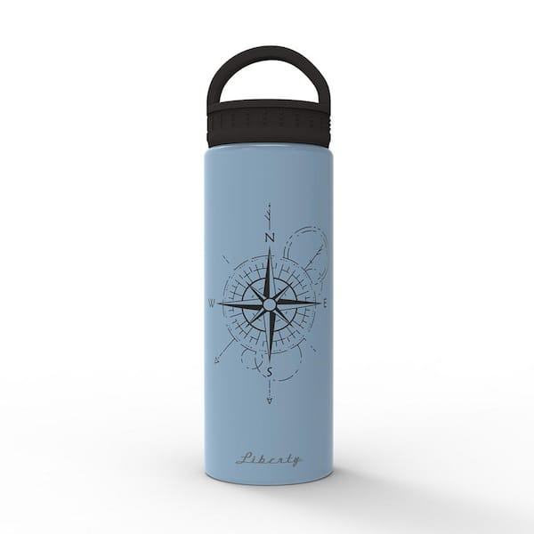 Liberty 20 oz. Find Your Way Powder Blue Insulated Stainless Steel Water Bottle with D-Ring Lid