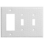 Monarch Hand Hammered Classic White 3 Gang Double Switch/Single Rocker Wall Plate
