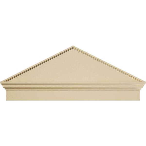 Ekena Millwork 42 in. W x 17-3/8 in. H x 2-3/4 in. P (Pitch 6/12) Peaked Cap Smooth Signature Urethane Combination Pediment, Primed Tan