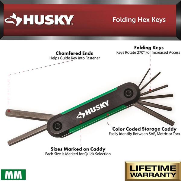thumbnail image 2 of 8-Piece Folding Hex Key Set - 1.5 To 6mm Metric Allen Wrenches - Garage Tool 2 of 5