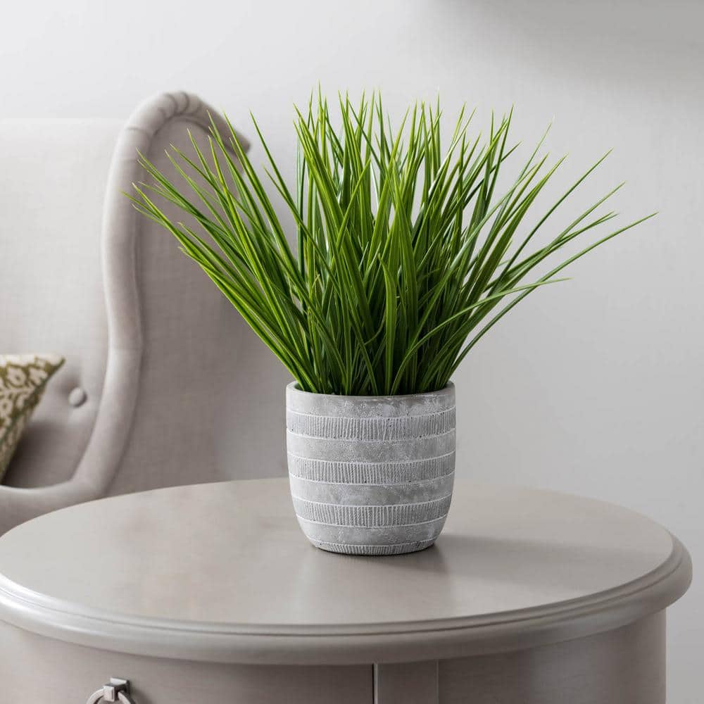 Indoor Artificial Long Grass in Cement Pot