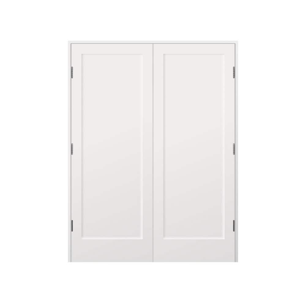 56 in. x 80 in. Bi-Parting Solid Core White Primed Composite Prehung French Door Catch Ball Satin Nickel Jamb-6-1/2 in. price history on PriceWatchPro