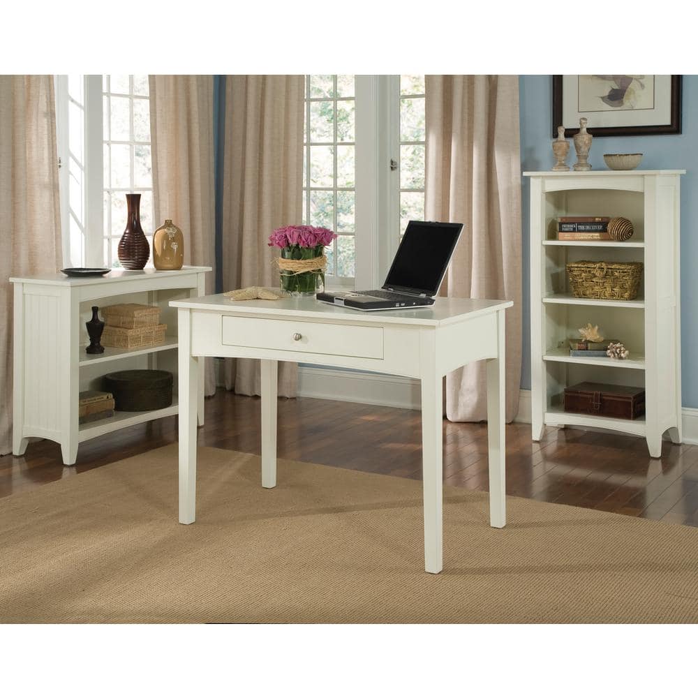 30 in. Ivory Wood 2-shelf Standard Bookcase with Storage