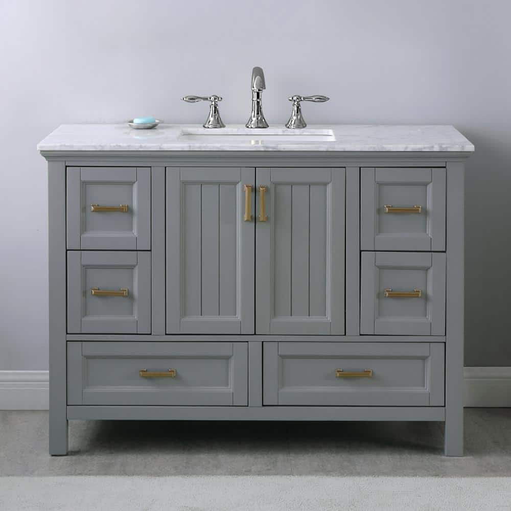 Isla 48" Gray Single Vanity with Marble Countertop
