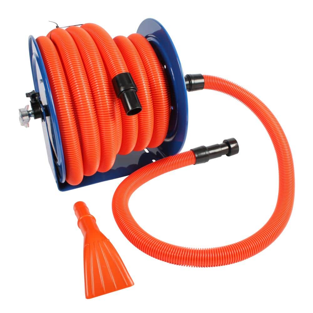 Industrial Stainless Steel Hose Reel with Wet/Dry Vacuum Attachment Kit