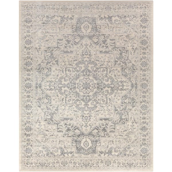 Livabliss Monaco Silver Gray Medallion 8 ft. x 10 ft. Indoor Area Rug