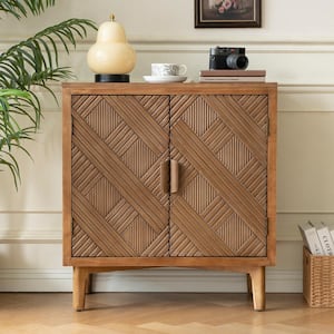 Brown 30.01 in. Storage Cabinet with Doors and Shelves