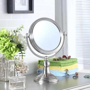 5 in. x 14 in. Free Standing Round X3 Magnify Makeup Mirror