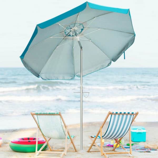 6.5 ft. Beach Patio Umbrella with Carry Bag in Blue