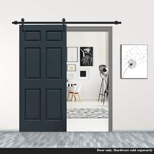 30 in. x 80 in. Charcoal Gray Painted Composite MDF 6-Panel Interior Barn Door Slab