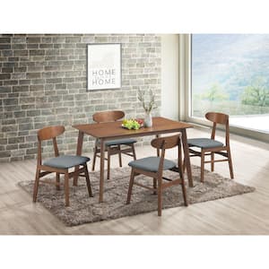 New Classic Furniture Morocco 5-Piece Wood Top Rectangle Dining Set, Dark Gray