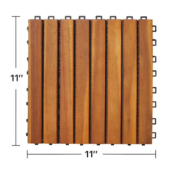 Outdoor 1 ft. x 1 ft. Wood Deck Tile in Brown (Set of 10 Tiles)