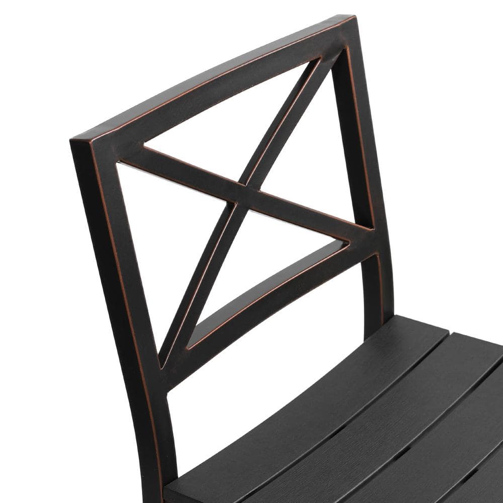 Black Aluminum 26" Outdoor Bar Stools with X-Back Design, Set of 2