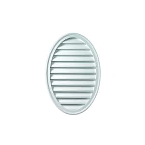 24.5 in. x 37 in. Functional Oval White Polyurethane Weather Resistant Gable Louver Vent