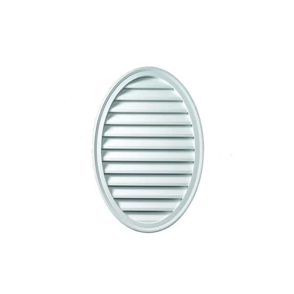 Fypon 24.5 in. x 37 in. Functional Oval White Polyurethane Weather Resistant Gable Louver Vent