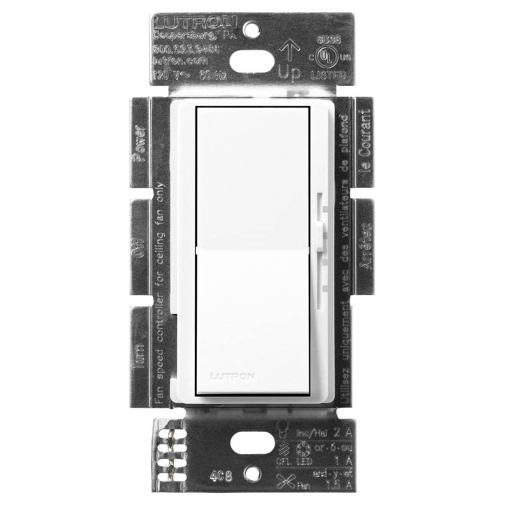 Lutron Diva 3Speed Fan Control and Light Switch, SinglePole/3Way, 1.5A Fan/1A LED, Brilliant