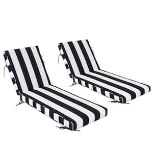 Pelcha 23 in. W x 75 in. D x 5 in. T 2-Piece Outdoor Chaise Lounge Cushion in Striped Black