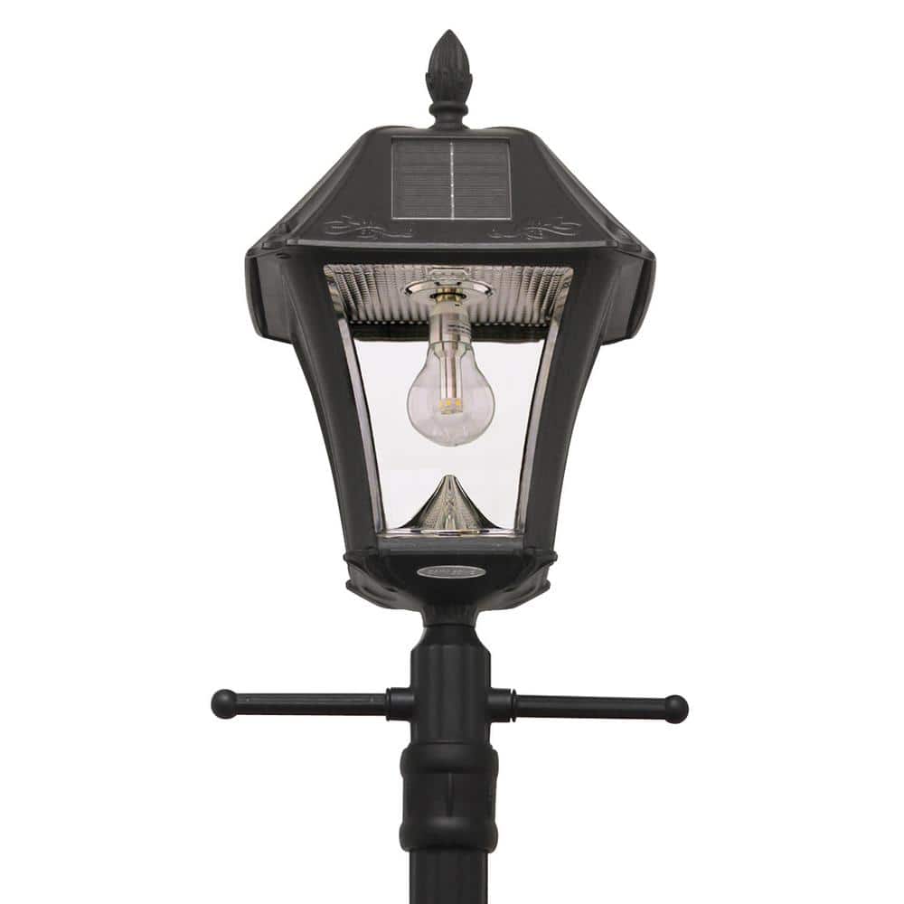 Baytown II Black Resin Solar Lamp Post with LED Light
