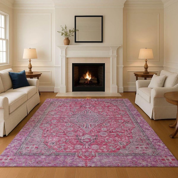 Livabliss Demeter Bright Pink 8 ft. x 10 ft. Indoor Area Rug