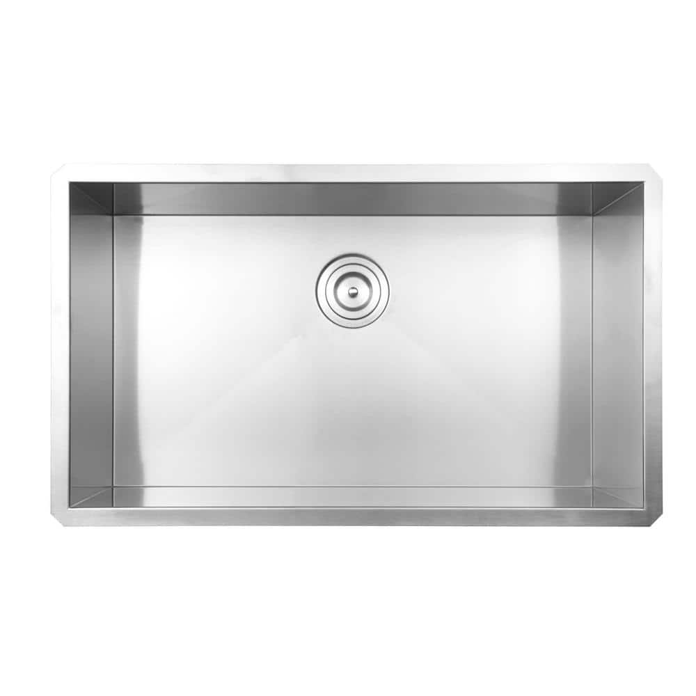 Sleek 34" Satin Finish Drop-in Single Bowl Stainless Steel Kitchen Sink