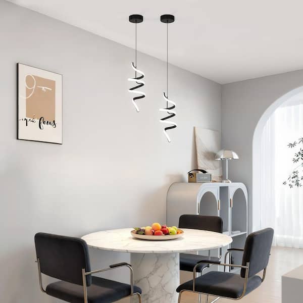 RayHome 1-Light Modern Black Pendant Light Integrated LED Fixture for Kitchen Living Room Entry Foyer
