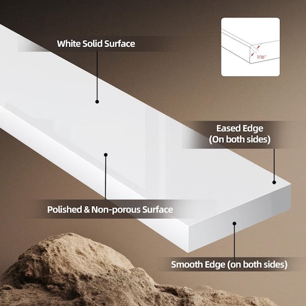 Zeafive 72 in. W x 4 in. H Solid Surface Resin Bathroom Vanity