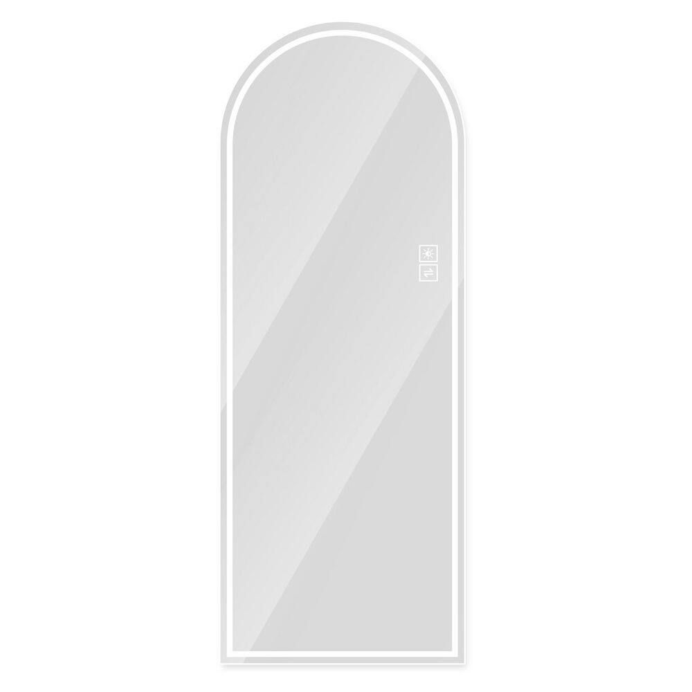 21.00 in. W x 65.00 in. H Arched Frameless Rounded Corner Wall Bathroom Vanity Mirror in Clear