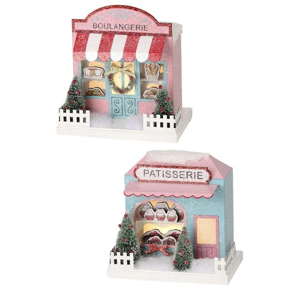 8-9 in. LED Cardboard French Bakery Set of 2