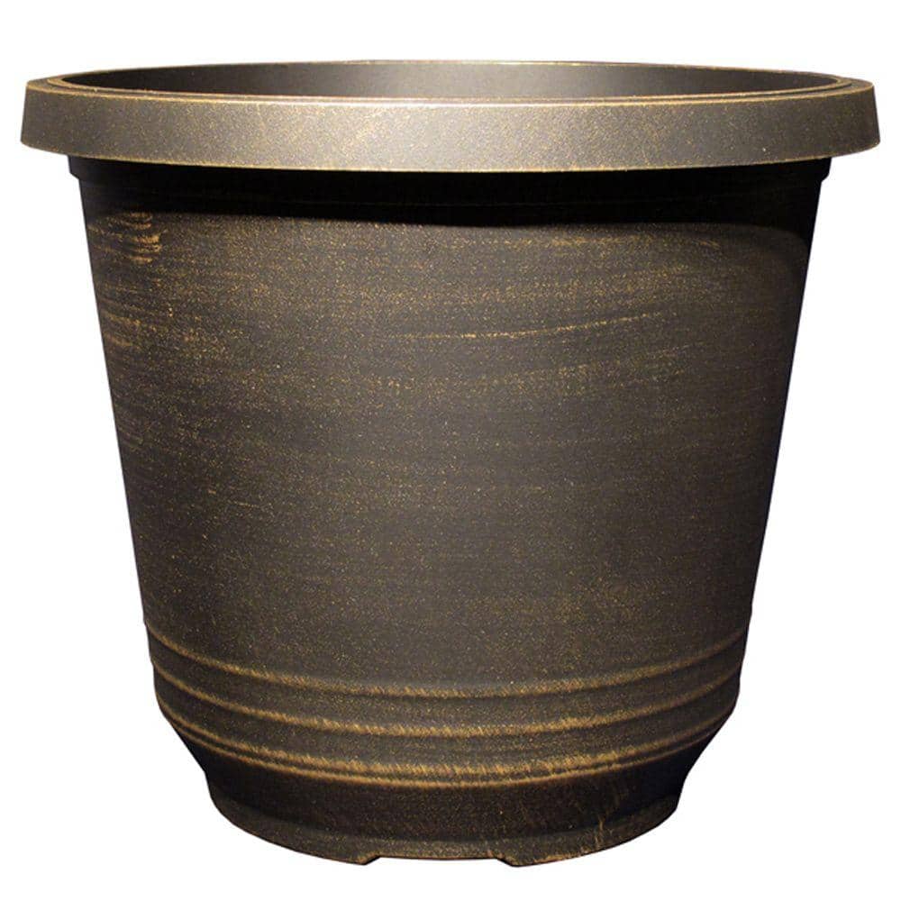 Torino 14 in. Black Bronze Plastic Round Planter