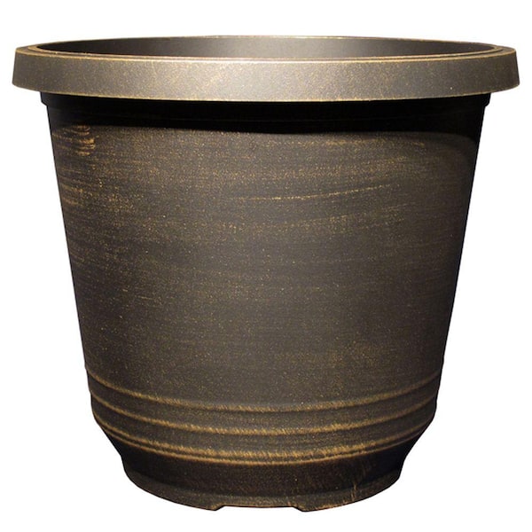 12 In Torino Round Black Bronze, Large Round Plastic Pots For Plants