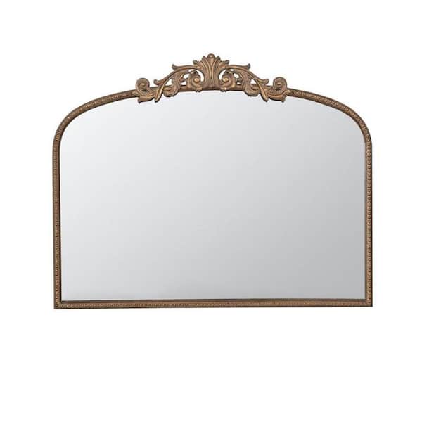 HomeRoots 40 in. W x 31.2 in. H Wood Gold Vanity Mirror