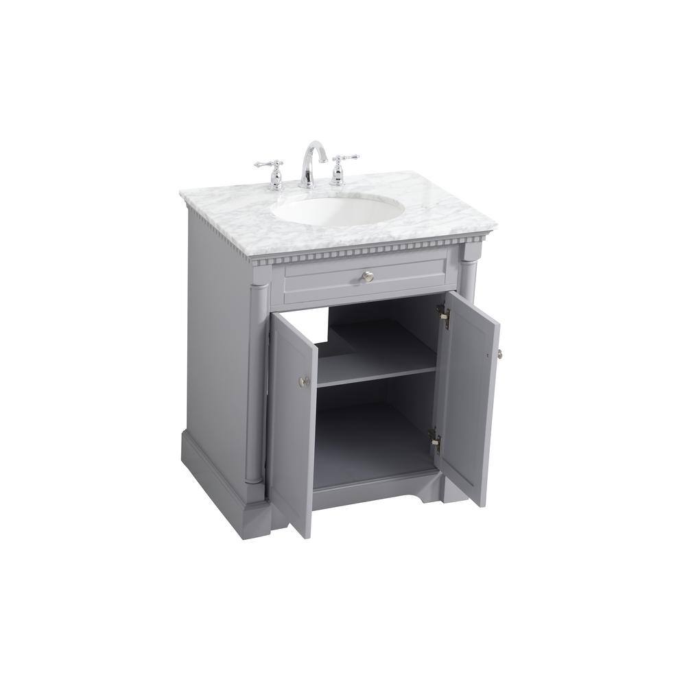 Clarence 30" Gray Marble Top Single Bathroom Vanity
