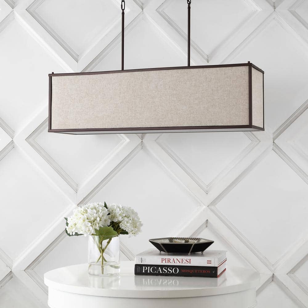 Cole 42" Oil Rubbed Bronze Linen LED Pendant Light