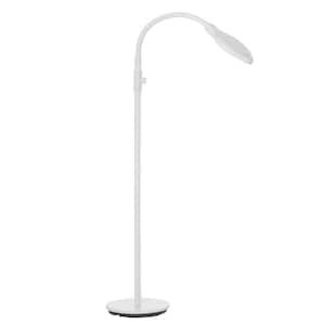 63 in. Painted White 1-Light Dimmable Temperature changing 2x Magnifier standard Floor Lamp