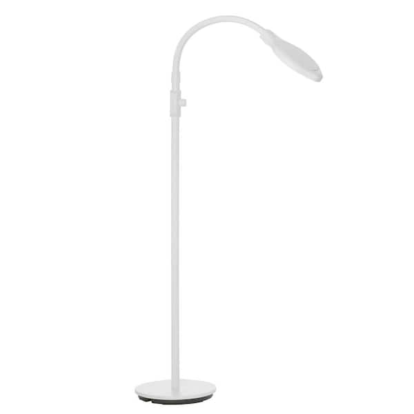 DAYLIGHT24 63 in. Painted White 1-Light Dimmable Temperature changing 2x Magnifier standard Floor Lamp