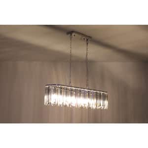 39.4 in. Modern 8-Light Brown Crystal Oval Chandelier for Living Room and Kitchen Island with No Bulbs Included