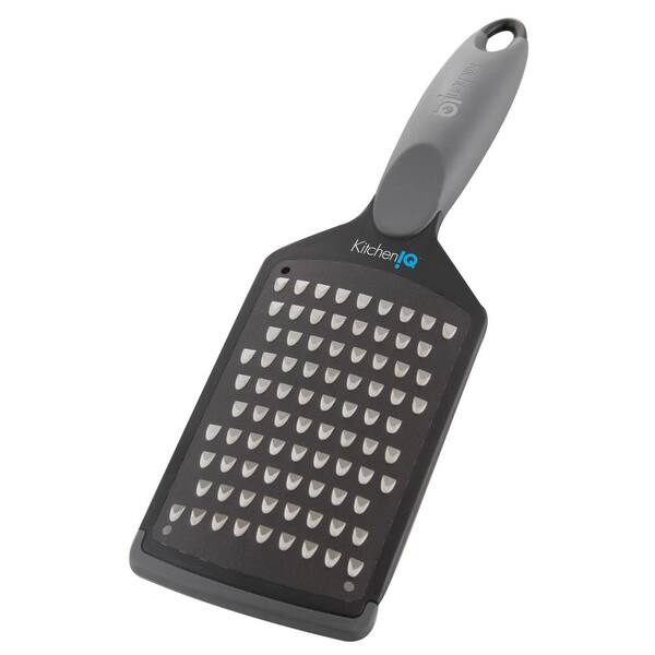 KitchenIQ Charcoal Gray Grater with Soft Grip Handle