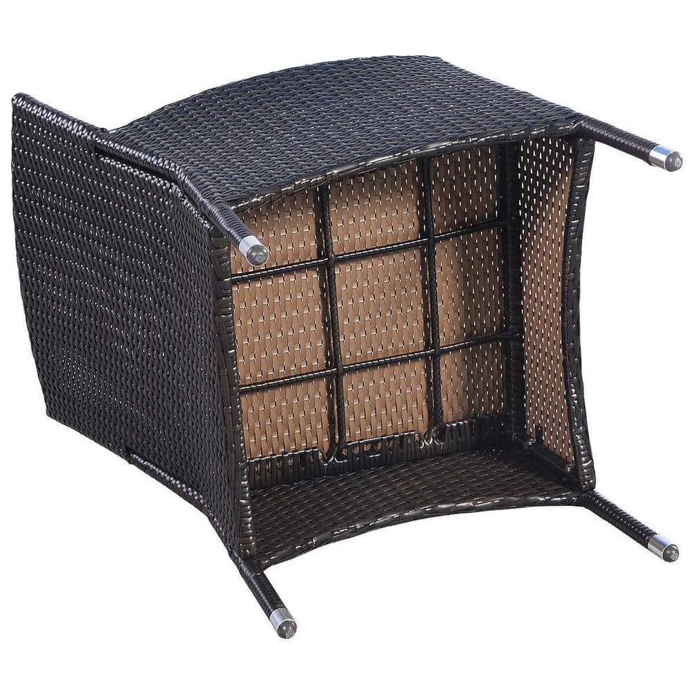 Modern Black Wicker Dining Armchairs with White Cushions