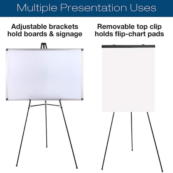 Excello Global Products Aluminum Flip-Chart Presentation Easel: 2-Pack with Telescoping Legs, 70 Inches (Black)