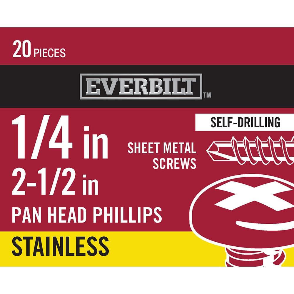 Everbilt 14 X 2 1 2 In Stainless Steel Phillips Pan Head Sheet Metal   Everbilt Self Drilling Screws 809052 64 1000 