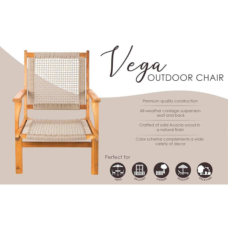 Vega Teak Midcentury Modern Outdoor Chair in Natural Finish
