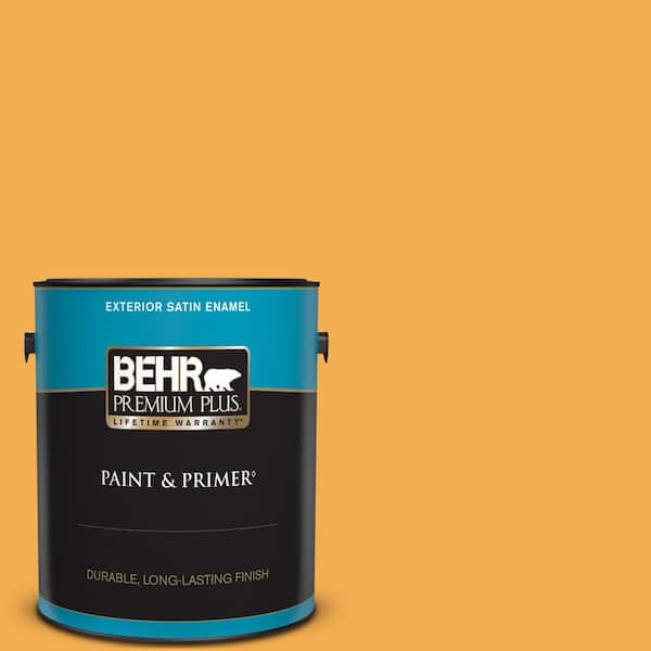 BEHR PREMIUM PLUS 1 gal. #290B-6 Squash Satin Enamel Exterior Paint & Primer